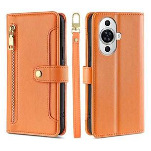 For Huawei nova 11 4G Lite Sheep Texture Cross-body Zipper Wallet Leather Phone Case(Orange)