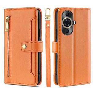 For Huawei nova 11 Pro 4G / 11 Ultra 4G Lite Sheep Texture Cross-body Zipper Wallet Leather Phone Case(Orange)