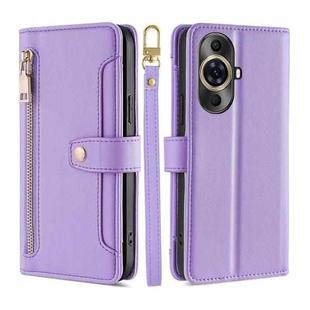 For Huawei nova 11 Pro 4G / 11 Ultra 4G Lite Sheep Texture Cross-body Zipper Wallet Leather Phone Case(Purple)