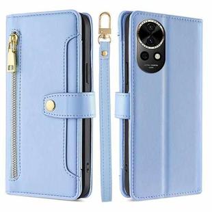 For Huawei nova 12 5G Sheep Texture Cross-body Zipper Wallet Leather Phone Case(Blue)