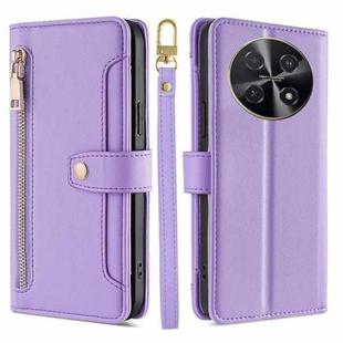 For Huawei nova 12i 4G Sheep Texture Cross-body Zipper Wallet Leather Phone Case(Purple)