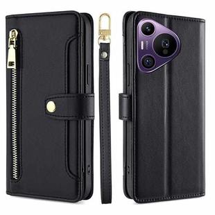 For Huawei Pura 70 Pro / 70 Pro+ 5G Sheep Texture Cross-body Zipper Wallet Leather Phone Case(Black)