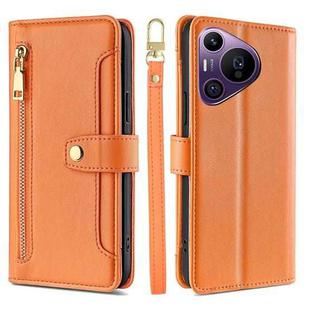 For Huawei Pura 70 Pro / 70 Pro+ 5G Sheep Texture Cross-body Zipper Wallet Leather Phone Case(Orange)