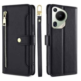 For Huawei Pura 70 Ultra 5G Sheep Texture Cross-body Zipper Wallet Leather Phone Case(Black)