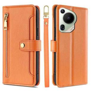 For Huawei Pura 70 Ultra 5G Sheep Texture Cross-body Zipper Wallet Leather Phone Case(Orange)