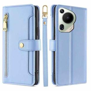 For Huawei Pura 70 Ultra 5G Sheep Texture Cross-body Zipper Wallet Leather Phone Case(Blue)