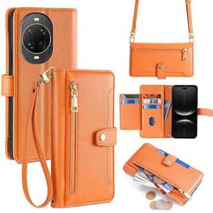For Huawei nova 14 Ultra 5G Sheep Texture Cross-body Zipper Wallet Leather Phone Case(Orange)