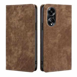 For OPPO A1 5G RFID Anti-theft Brush Magnetic Leather Phone Case(Brown)