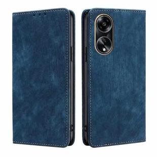 For OPPO A1 5G RFID Anti-theft Brush Magnetic Leather Phone Case(Blue)