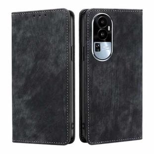 For OPPO Reno10 5G RFID Anti-theft Brush Magnetic Leather Phone Case(Black)