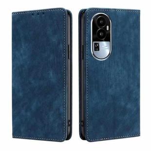 For OPPO Reno10 5G RFID Anti-theft Brush Magnetic Leather Phone Case(Blue)