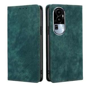 For OPPO Reno10 5G RFID Anti-theft Brush Magnetic Leather Phone Case(Green)