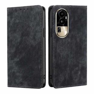 For OPPO Reno10 Pro 5G RFID Anti-theft Brush Magnetic Leather Phone Case(Black)