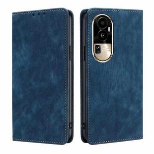 For OPPO Reno10 Pro 5G RFID Anti-theft Brush Magnetic Leather Phone Case(Blue)