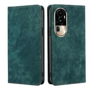 For OPPO Reno10 Pro 5G RFID Anti-theft Brush Magnetic Leather Phone Case(Green)