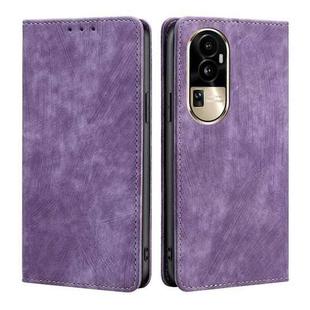 For OPPO Reno10 Pro 5G RFID Anti-theft Brush Magnetic Leather Phone Case(Purple)