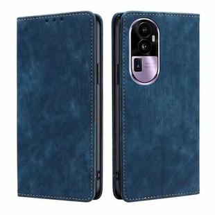 For OPPO Reno10 Pro+ 5G RFID Anti-theft Brush Magnetic Leather Phone Case(Blue)