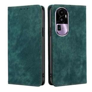 For OPPO Reno10 Pro+ 5G RFID Anti-theft Brush Magnetic Leather Phone Case(Green)