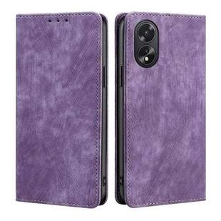 For OPPO A38 4G / A18 4G RFID Anti-theft Brush Magnetic Leather Phone Case(Purple)