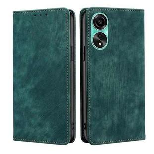 For OPPO A78 4G RFID Anti-theft Brush Magnetic Leather Phone Case(Green)