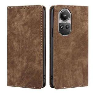 For OPPO Reno10 5G / Reno10 Pro 5G Global RFID Anti-theft Brush Magnetic Leather Phone Case(Brown)