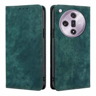 For OPPO Find X7 5G RFID Anti-theft Brush Magnetic Leather Phone Case(Green)