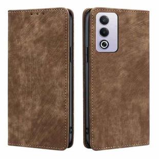 For OPPO A3 Pro 5G India RFID Anti-theft Brush Magnetic Leather Phone Case(Brown)