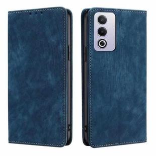 For OPPO A3 Pro 5G India RFID Anti-theft Brush Magnetic Leather Phone Case(Blue)