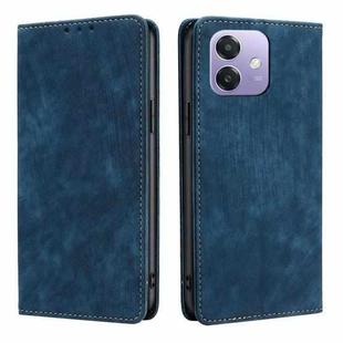 For OPPO A3 5G India RFID Anti-theft Brush Magnetic Leather Phone Case(Blue)