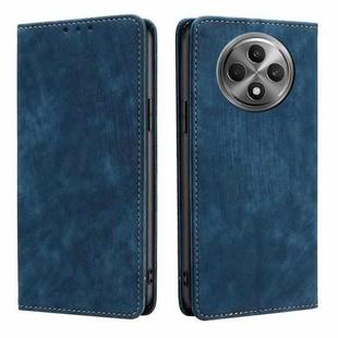 For OPPO Reno12 F 5G RFID Anti-theft Brush Magnetic Leather Phone Case(Blue)