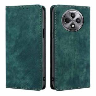 For OPPO Reno12 F 5G RFID Anti-theft Brush Magnetic Leather Phone Case(Green)