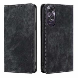 For OPPO A60 4G Global RFID Anti-theft Brush Magnetic Leather Phone Case(Black)