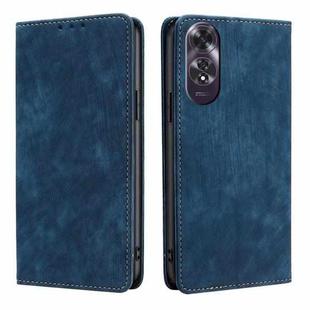 For OPPO A60 4G Global RFID Anti-theft Brush Magnetic Leather Phone Case(Blue)