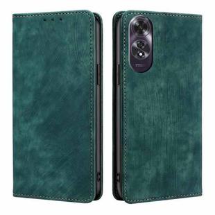 For OPPO A60 4G Global RFID Anti-theft Brush Magnetic Leather Phone Case(Green)