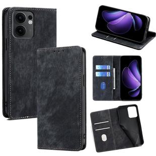 For OPPO Reno13 F 5G / 4G RFID Anti-theft Brush Magnetic Leather Phone Case(Black)