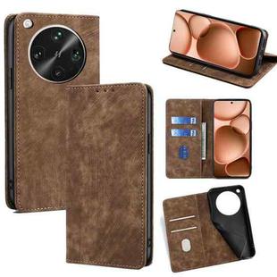 For OPPO Find X8 Ultra 5G RFID Anti-theft Brush Magnetic Leather Phone Case(Brown)