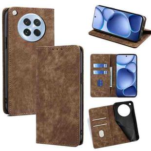 For OPPO Find X8s 5G RFID Anti-theft Brush Magnetic Leather Phone Case(Brown)
