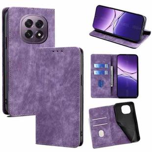 For OPPO A5 5G 2025 Global RFID Anti-theft Brush Magnetic Leather Phone Case(Purple)