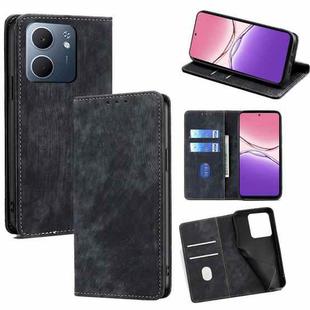 For OPPO A5x 5G Global RFID Anti-theft Brush Magnetic Leather Phone Case(Black)