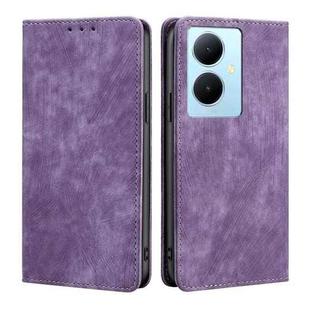 For vivo Y78 Plus 5G RFID Anti-theft Brush Magnetic Leather Phone Case(Purple)