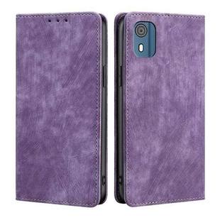 For Nokia C02 TA-1522 RFID Anti-theft Brush Magnetic Leather Phone Case(Purple)