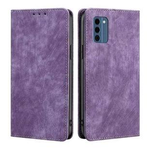 For Nokia C300 4G US Edition RFID Anti-theft Brush Magnetic Leather Phone Case(Purple)