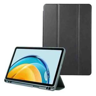 For Huawei MatePad SE Solid Color 3-folding Leather Tablet Case(Black)