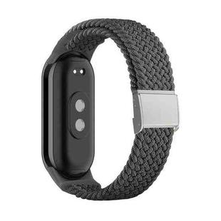 For Xiaomi Mi Band 8 Adjustable Nylon Braided Steel Buckle Watch Band(Grey)