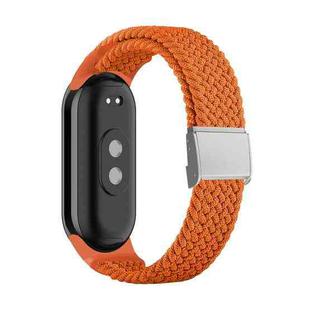 For Xiaomi Mi Band 8 Adjustable Nylon Braided Steel Buckle Watch Band(Orange)