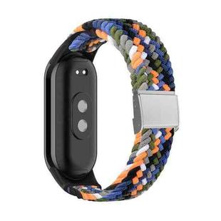 For Xiaomi Mi Band 8 Adjustable Nylon Braided Steel Buckle Watch Band(Colorful Denim)