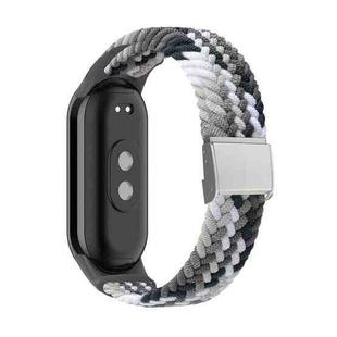 For Xiaomi Mi Band 8 Adjustable Nylon Braided Steel Buckle Watch Band(Colorful Black)