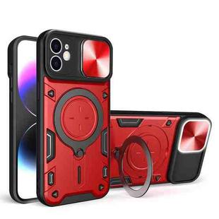 For iPhone 12 CD Texture Sliding Camshield Magnetic Holder Phone Case(Red)