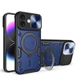 For iPhone 16 CD Texture Sliding Camshield Magnetic Holder Phone Case(Blue)