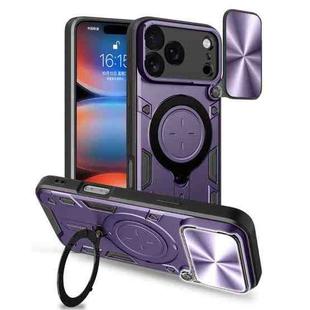 For iPhone 17 Pro Max CD Texture Sliding Camshield Magnetic Holder Phone Case(Purple)